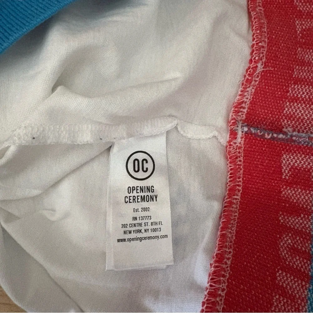 OPENING CEREMONY sz M White Crop Tee Top Short Sleeve Logo Band - Picture 8 of 8